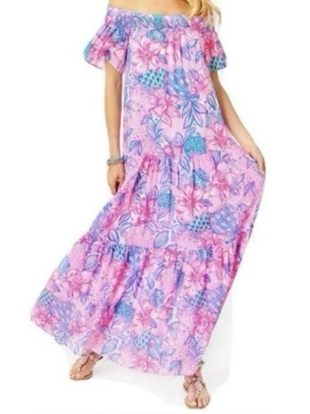 NWOT Lilly Pulitzer Dezi off the Shoulder maxi dress